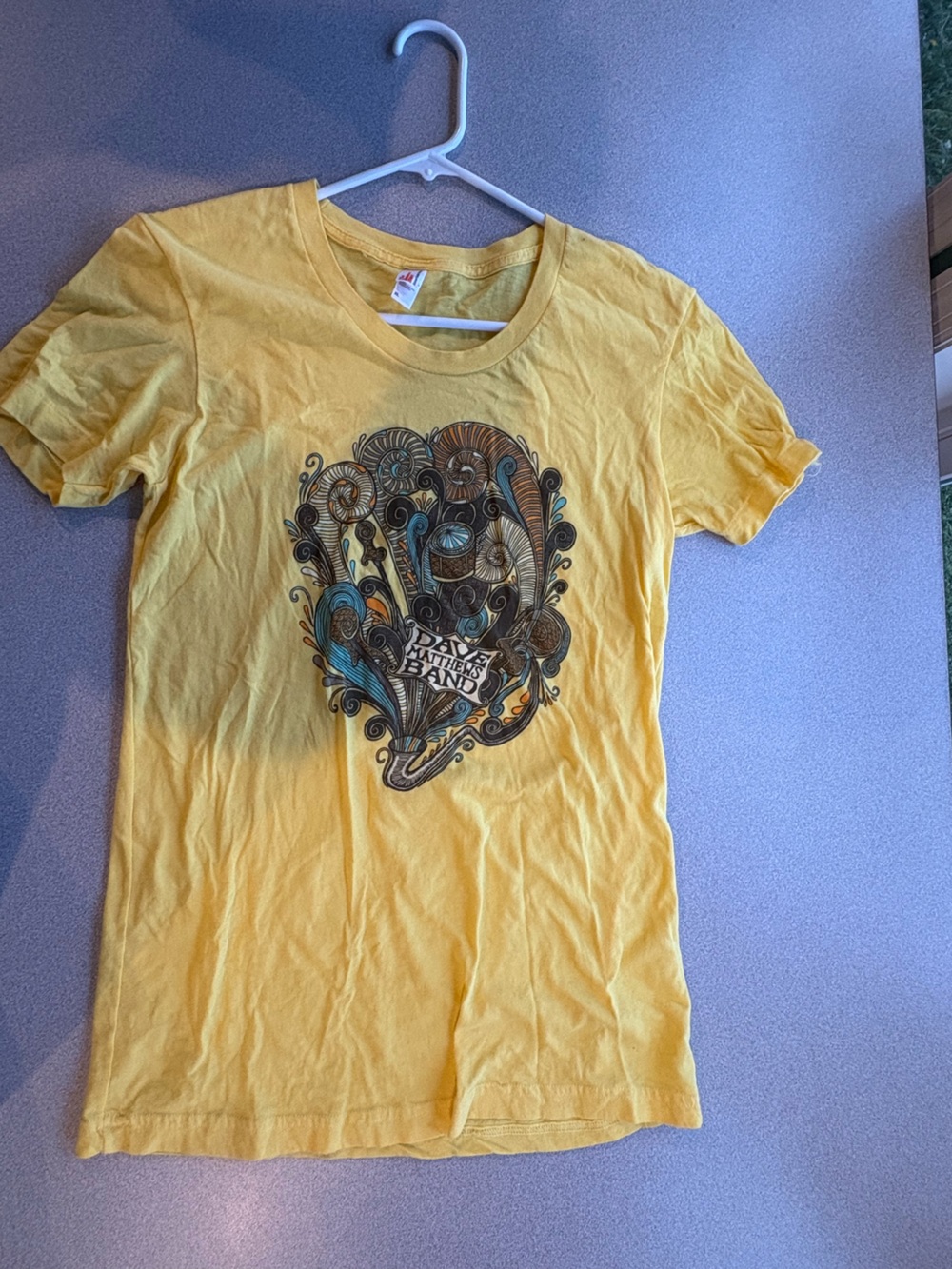 2008 Dave Matthews Band Gorge Weekend Concert Yellow Graphic Short Sleeve Tee